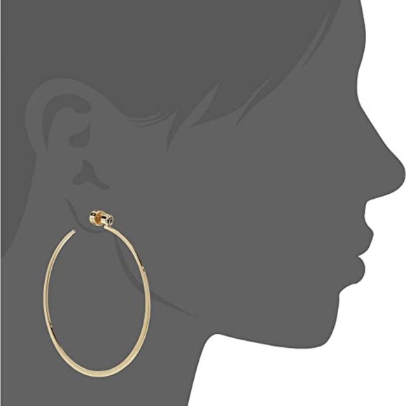 Michael Kors Cubic Zirconia Whisper Hoop Gold Tone Earrings Medium - Picture 3 of 4